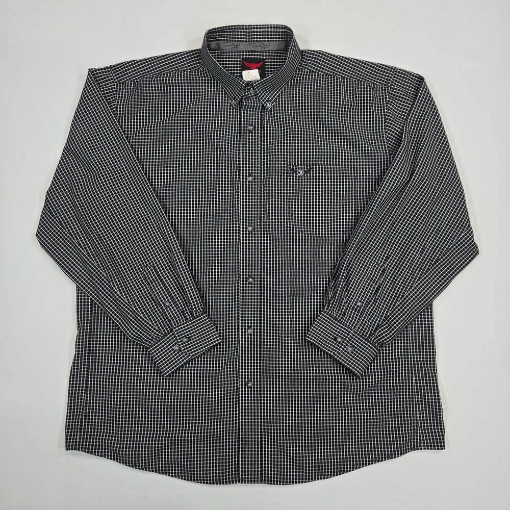 Wrangler Relentless Trevor Brazile Men's XXL Black White Check Button Down Shirt